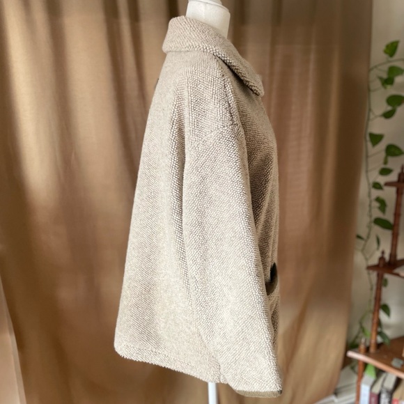 Vintage Innovations by IZZI Ivory Relaxed Button Sherpa Jacket Barn Coat Medium - Picture 3 of 12